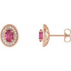 14K Rose Pink Tourmaline & 1/5 CTW Diamond Halo-Style Earrings - Siddiqui Jewelers