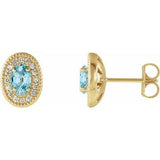 14K Yellow Blue Zircon & 1/5 CTW Diamond Halo-Style Earrings - Siddiqui Jewelers