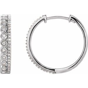 14K White 1/3 CTW Diamond Geometric Hoop Earrings - Siddiqui Jewelers