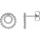 14K White  1/10 CTW Diamond Beaded Circle Earrings - Siddiqui Jewelers