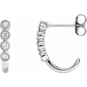 14K White 1/4 CTW Diamond J-Hoop Earrings - Siddiqui Jewelers