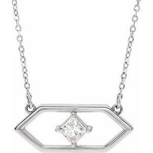14K White 1/4 CTW Diamond Geometric 18" Necklace - Siddiqui Jewelers