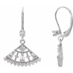 14K White 3/4 CTW Diamond Lever Back Fan Earrings - Siddiqui Jewelers