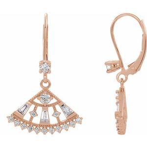 14K Rose 3/4 CTW Diamond Lever Back Fan Earrings - Siddiqui Jewelers