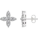 14K White 1 1/4 CTW Diamond Flower Earrings - Siddiqui Jewelers