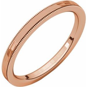 14K Rose 2 mm Flat Milgrain Band with Satin & Hammer Finish Size 5 - Siddiqui Jewelers