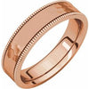 14K Rose 5 mm Flat Milgrain Band with Satin & Hammer Finish Size 10.5 - Siddiqui Jewelers