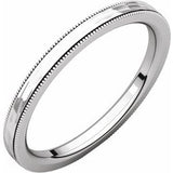 14K White 2 mm Flat Milgrain Band with Satin & Hammer Finish Size 7 - Siddiqui Jewelers