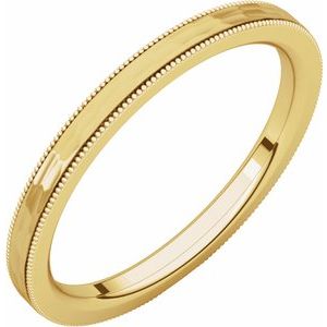 14K Yellow 2 mm Flat Milgrain Band with Satin & Hammer Finish Size 10 - Siddiqui Jewelers