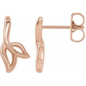 14K Rose Freeform Leaf Earrings - Siddiqui Jewelers