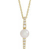 14K Yellow Freshwater Cultured Pearl & 1/6 CTW Diamond 16-18" Necklace - Siddiqui Jewelers