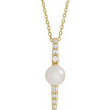 14K Yellow Freshwater Cultured Pearl & 1/6 CTW Diamond 16-18" Necklace - Siddiqui Jewelers