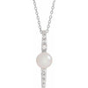 14K White Freshwater Cultured Pearl & 1/6 CTW Diamond 16-18" Necklace - Siddiqui Jewelers