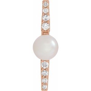 14K Rose Freshwater Cultural Pearl & 1/6 CTW Diamond Pendant - Siddiqui Jewelers