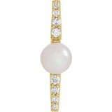 14K Yellow Freshwater Cultural Pearl & 1/6 CTW Diamond Pendant - Siddiqui Jewelers