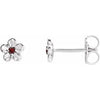 14K White Youth Imitation January Birthstone Flower Earrings - Siddiqui Jewelers