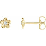 14K Yellow Youth Imitation April Birthstone Flower Earrings - Siddiqui Jewelers
