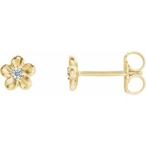 14K Yellow Youth Imitation April Birthstone Flower Earrings - Siddiqui Jewelers