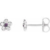 14K White Youth Imitation June Birthstone Flower Earrings - Siddiqui Jewelers