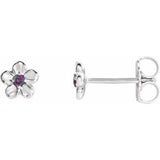 14K White Youth Imitation June Birthstone Flower Earrings - Siddiqui Jewelers