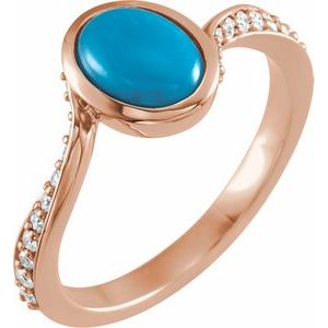 14K Rose Turquoise & 1/5 CTW Diamond Ring - Siddiqui Jewelers
