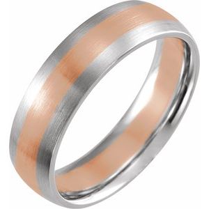 14K White/Rose/White 6 mm Half Round Band with Satin Finish Size 9 - Siddiqui Jewelers