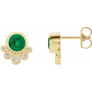 14K Yellow Emerald & 1/8 CTW Diamond Earrings - Siddiqui Jewelers