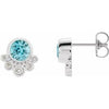 14K White Blue Zircon & 1/8 CTW Diamond Earrings - Siddiqui Jewelers