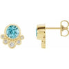 14K Yellow Blue Zircon & 1/8 CTW Diamond Earrings - Siddiqui Jewelers