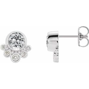 14K White Sapphire & 1/8 CTW Diamond Earrings - Siddiqui Jewelers