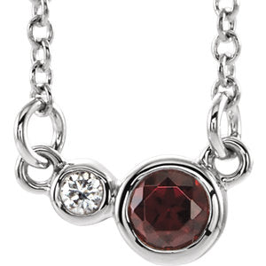 14K White Mozambique Garnet & .02 CTW Diamond 18" Necklace - Siddiqui Jewelers
