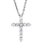 14K White 14.6x10.5 mm 1/4 CTW Diamond Cross 16-18" Necklace - Siddiqui Jewelers