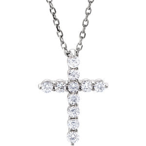 14K White 14.6x10.5 mm 1/4 CTW Diamond Cross 16-18" Necklace - Siddiqui Jewelers