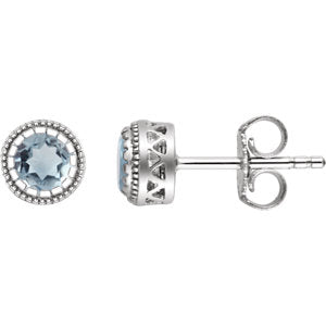 14K White Aquamarine "March" Birthstone Earrings - Siddiqui Jewelers