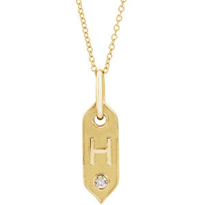 14K Yellow Initial H .05 CT Diamond 16-18" Necklace - Siddiqui Jewelers