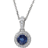 14K White Blue Sapphire & 1/4 CTW Diamond 18" Necklace - Siddiqui Jewelers