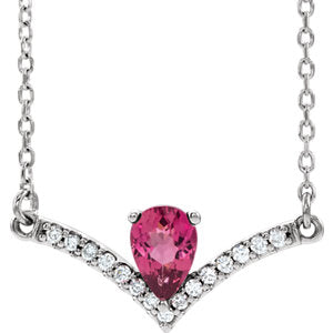 14K White Pink Tourmaline & .08 CTW Diamond 18" Necklace - Siddiqui Jewelers