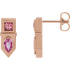 14K Rose Pink Multi-Gemstone Geometric Bar Drop Earrings - Siddiqui Jewelers