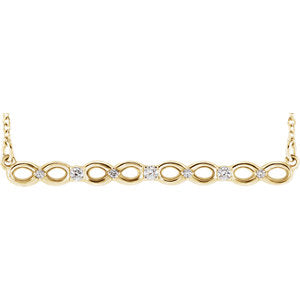 14K Yellow .08 CTW Diamond Infinity-Inspired Bar 16-18" Necklace - Siddiqui Jewelers
