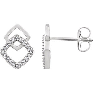 14K White 1/10 CTW Diamond Geometric Earrings - Siddiqui Jewelers