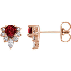 14K Rose Mozambique Garnet & 1/6 CTW Diamond Earrings - Siddiqui Jewelers
