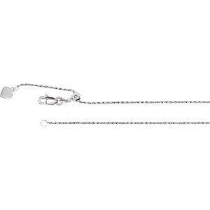 14K White 1 mm Adjustable Rope 22" Chain - Siddiqui Jewelers