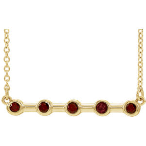 14K Yellow Mozambique Garnet Bezel-Set Bar 18" Necklace - Siddiqui Jewelers