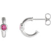 14K White Pink Tourmaline J-Hoop Earrings - Siddiqui Jewelers
