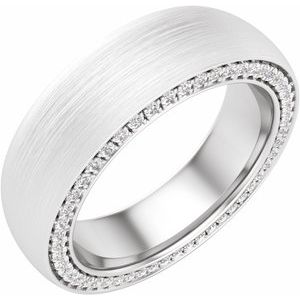 14K White 6 mm 3/4 CTW Diamond Band with Satin Finish Size 10 - Siddiqui Jewelers