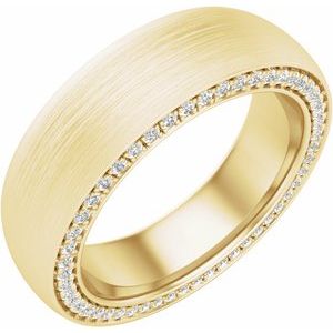 14K Yellow 6 mm 5/8 CTW Diamond Band with Satin Finish Size 8.5 - Siddiqui Jewelers