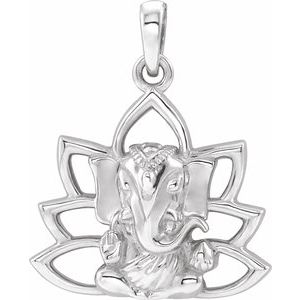 Sterling Silver 19.3x15.7 mm Ganesha Pendant - Siddiqui Jewelers