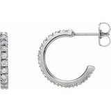 Sterling Silver 1/2 CTW Natural Diamond French-Set 15 mm Huggie Hoop Earrings Siddiqui Jewelers