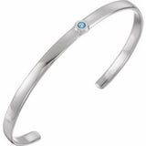 14K White Aquamarine Cuff 6" Bracelet - Siddiqui Jewelers