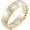 14K Yellow/White/Yellow 6 mm Half Round Band with Satin Finish Size 8.5 - Siddiqui Jewelers